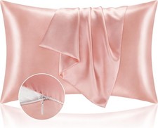 Satin Pillowcase with Zipper Coral Pillow Cases Standard Size 20x26 Inches