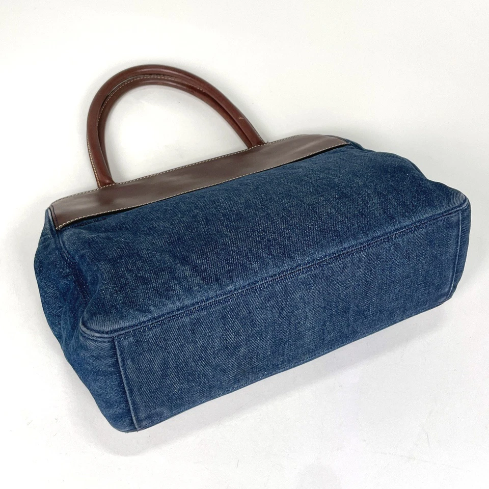 CHANEL (Interlocking) CC logo Tote Bag Hand Bag Shoulder Tote Bag denim Blu... - Image 2 of 4