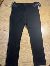 DKNY Jeans Women s Ponte Leggings Mid Rise Black L Pull-On Pockets Stretch