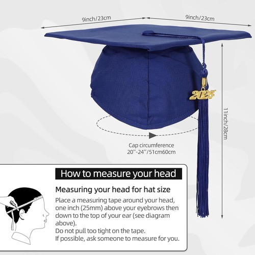 Unisex Adult Matte Graduation Cap and Gown Set with Honor Cord 57, Royal Blue - Picture 3 of 6