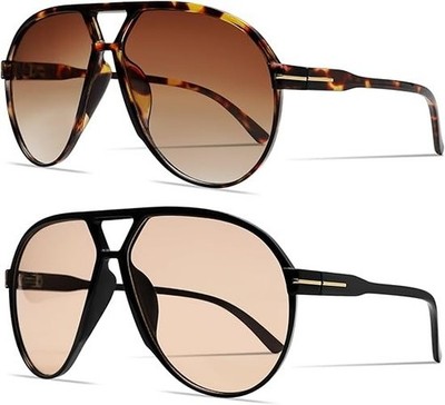 Retro Aviator Sunglasses for Women Men Oversized Classic 70s Vintage Trendy S...