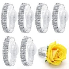 NQEUEPN 6pcs Wrist Corsage Bracelets, Rhinestone Wrist Corsage Band Elastic B...