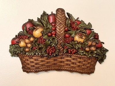 Homeco Fruit Basket 15  Wall Plaque Vintage Lightweight 1978 MCM USA Cottagecore