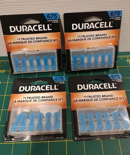 4 Duracell Größe 675 Hörgerätebatterien - je 6 Stück - läuft März 2026 ab