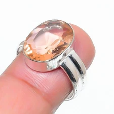 Peach Morganite Gemstone Handmade 925 Sterling Silver All Size Ring For Gift