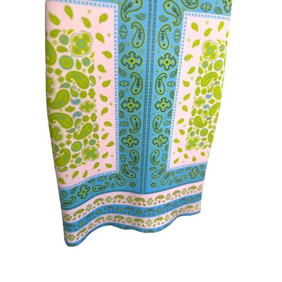 Clover Canyon Scuba Sheath Tank Sleeveless Dress Mesh Paisley Size XS Pink Blue - Image 3 of 4