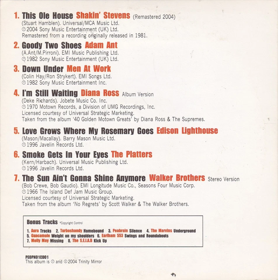 NUMBER 1 HITS ( THE PEOPLE Newspaper CD ) - Bild 2 von 3