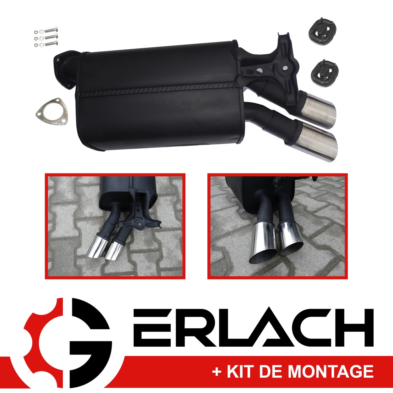 Silencieux arrière pour Mercedes SL R129 versions 280 à 320 pot d'échappement inox