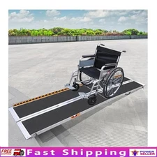 10 Ft Folding Wheelchair Ramp Non-Slip Aluminum Heavy Duty 800 Lbs Capacity New