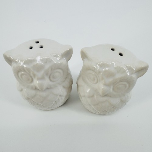 Weiße und glänzende Keramik Eule Salz und Pfefferstreuer Set, 🦉 - Bild 3 von 9