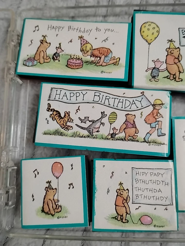 Juego de estampillas de goma clásicas de Winnie The Pooh de colección para toda la noche raras usadas Foto 4 de 4