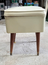 Vintage Mid Century Modern Sewing Stool Ottoman With Storage Compartment Bench
