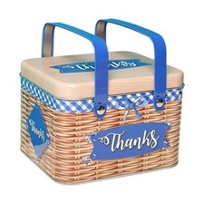 Image of Cookie Tin Snack Jar Treats Canister Metal Farmhouse Storage Container Tinplate