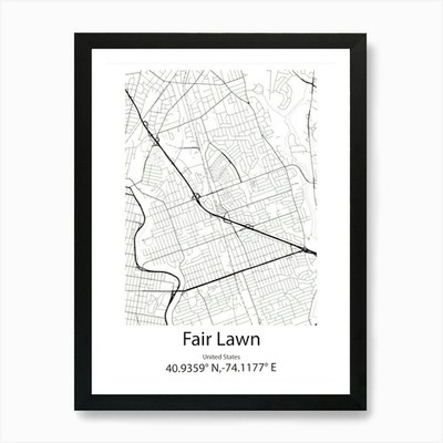 Fair Lawn, USA minimalistisches gerahmtes Wandbild Poster Leinwanddruck Bild