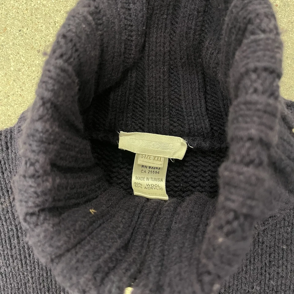 VTG Diesel Zip Up Mock Neck Sweater Men's Embroidered Designer Italy XXL - Image 4 of 4