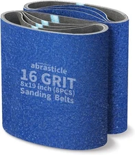 Abrasticle EZ-8 16 Grit Cloth Floor Sanding Belts 8 x 19 inch, 8 Pack