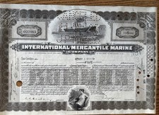 International Mercantile Marine Company Stock Certificate No. 022063 Issued 1926