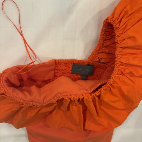 Sunday in Brooklyn Anthropologie Rüschen asymmetrisch Orang Top One Shoulder Gr. S - Bild 6 von 11