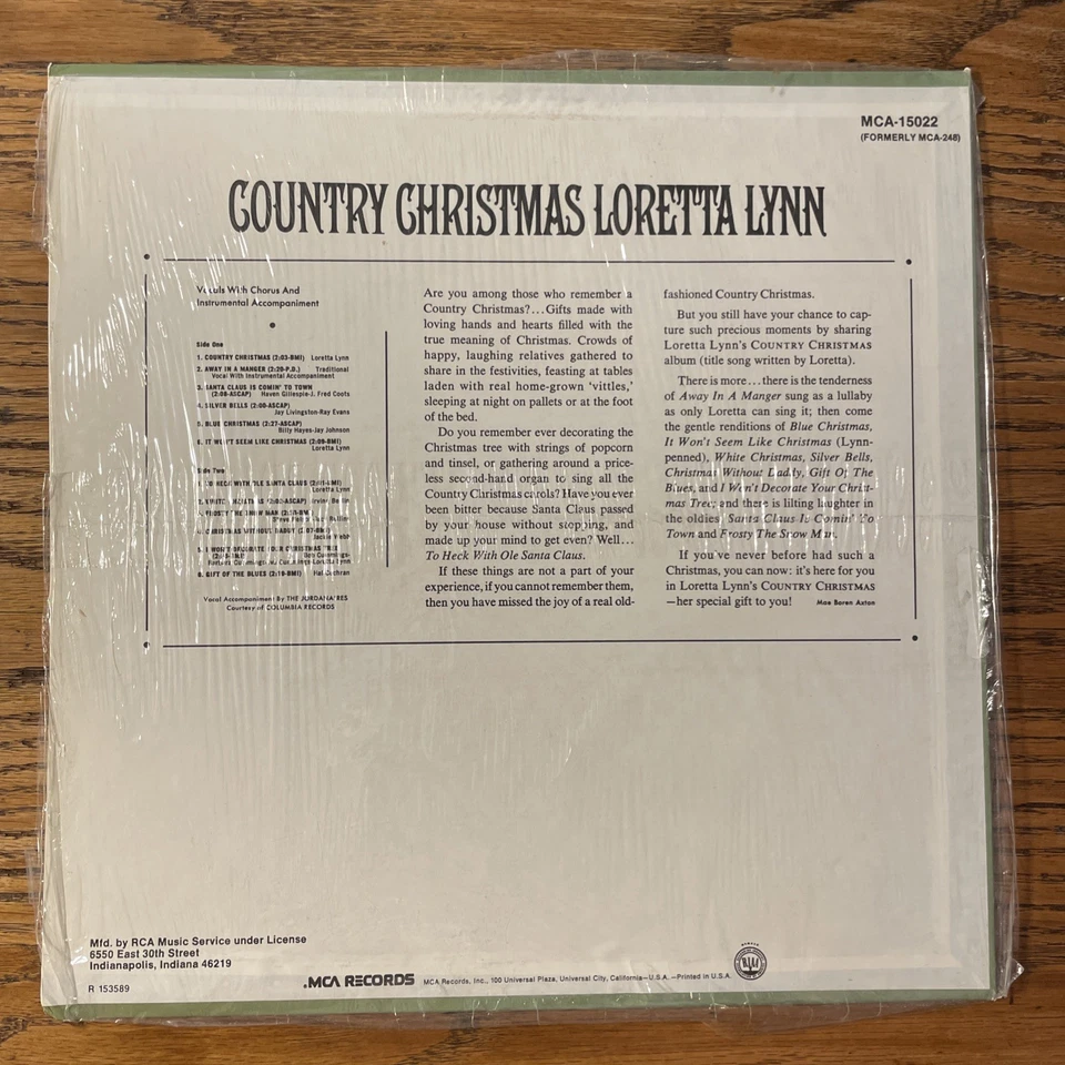 Loretta Lynn Country Christmas LP MCA Stereo Holiday + Shrink VG+!!!! Foto 4 de 4