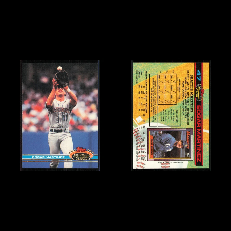 Edgar Martinez #47 1991 Topps Stadium Club Seattle Mariners Baseball Card MLB NM - Image 3 of 3