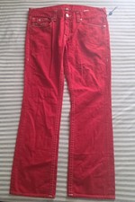 VTG TRUE RELIGION JEANS 38x33 RED DENIM BILLY SUPER T USA MADE BUDDHA MENS RARE
