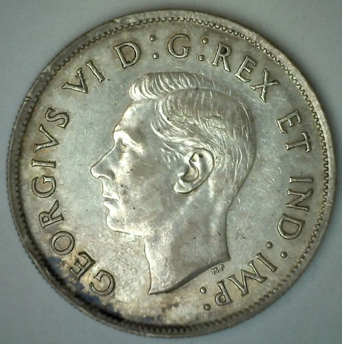 1938 Canada Silver 50 Cents Coin AU 50c Almost Uncirculated Canadian Half Dollar