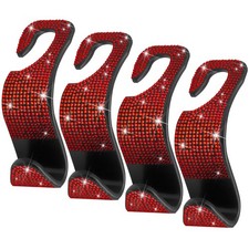 4 Pack Car Purse Hooks Bling Seat Headrest Bag Holder Organizer Accessories Red