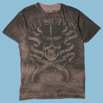 Vintage Affliction 2000s Skull Pistolier T-Shirt - L