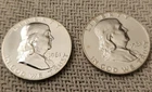 Lot of 2 1961 Franklin Half Dollars Proof 90% Silver Ben Franklin 50C Brilliant