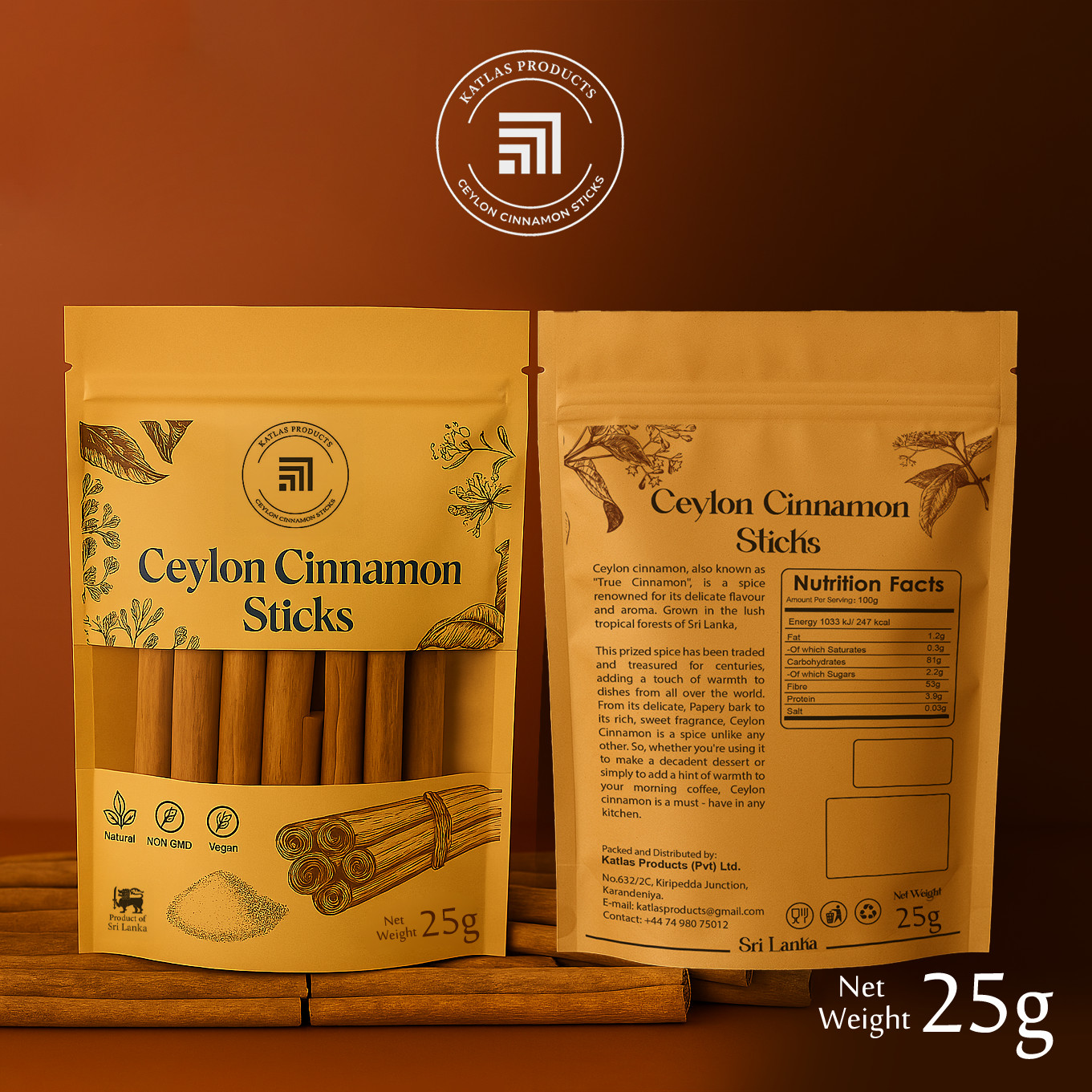 Pure Ceylon Cinnamon Sticks Alba Grade Premium Quality 100g 25gx4 packs