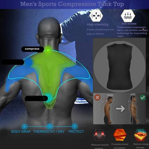 Gilet dimagranti uomo sport abbigliamento attivo top shapewear camicia compressione body shaper - Foto 6 di 36