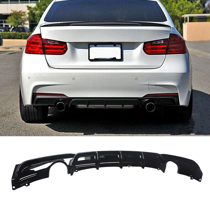 Gloss Black Rear Diffuser For BMW F30 M Sport Bumper (2012-2018) – Dual Exhaust Cutout, Polyurethane, Direct Fit
