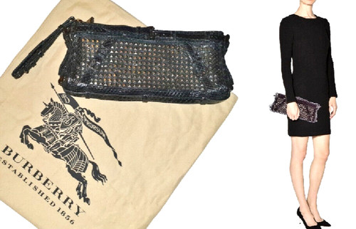 BURBERRY Prorsum ~ Black reptile Studded Hyde Clutch/Wristlet Bag ~ AUTHENTIC
