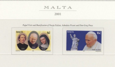 s46429 MALTA POSTFRISCH ** 2001 Besuch von Papst Johannes Paul II. 2v