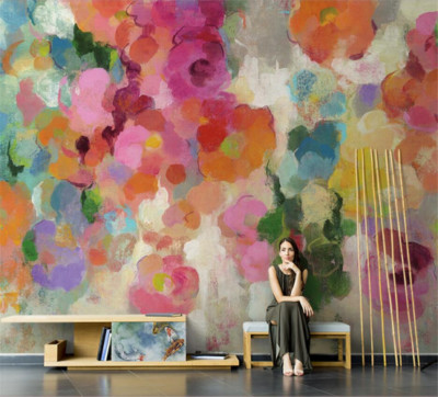 Abstract Flower American Pastoral Oil Painting Room TV Wallpaper Wall Paper Roll