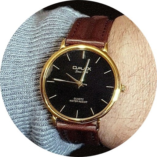 OMAX Classic, Seiko Movt, Brown Leather, Thin Black & Gold Dress