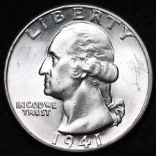 BU 1941 Washington Silver Quarter UNCIRCULATED UNC MS