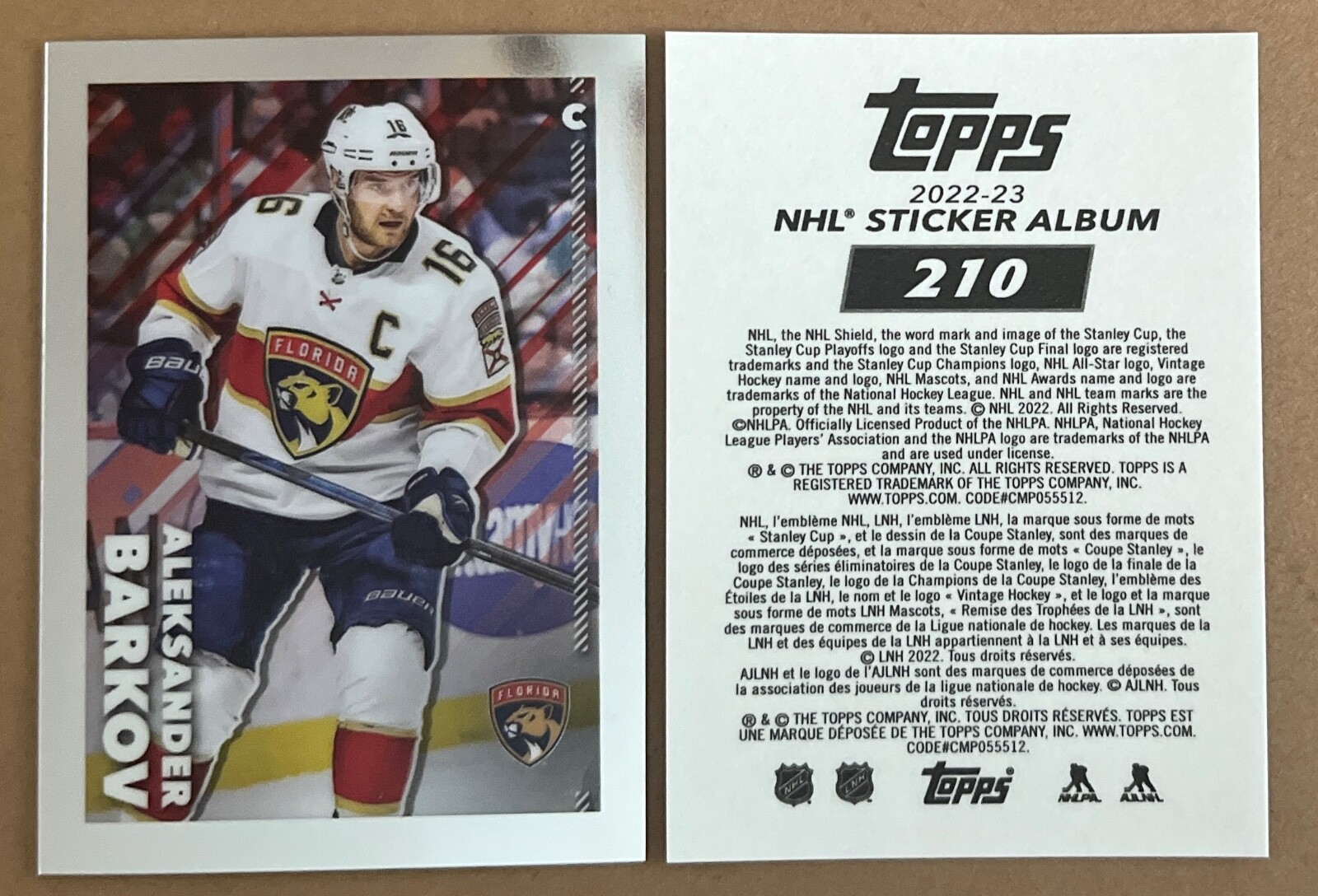 Aleksander Barkov 2022-23 Topps Chrome NHL Sticker Card #210 PANTHERS