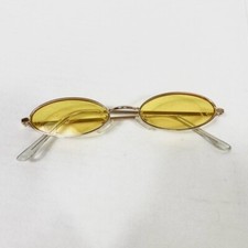 Trendy Yellow Lenses  Gold Frame Thin Oval Sunglasses