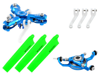 Microheli CNC Triple Green Blades Conversion set (BLUE) - BLADE?MCPXBL / BL2