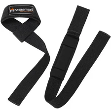 NEOPRENE-PADDED WEIGHT LIFTING STRAPS BLACK Bar Wrist Wraps MEISTER NO-SLIP PAIR