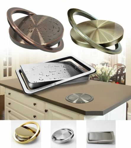 Recessed Built-in Trash Bin Lid Balance Swing Flap Cover Counter Garbage Can Set - Picture 1 of 24