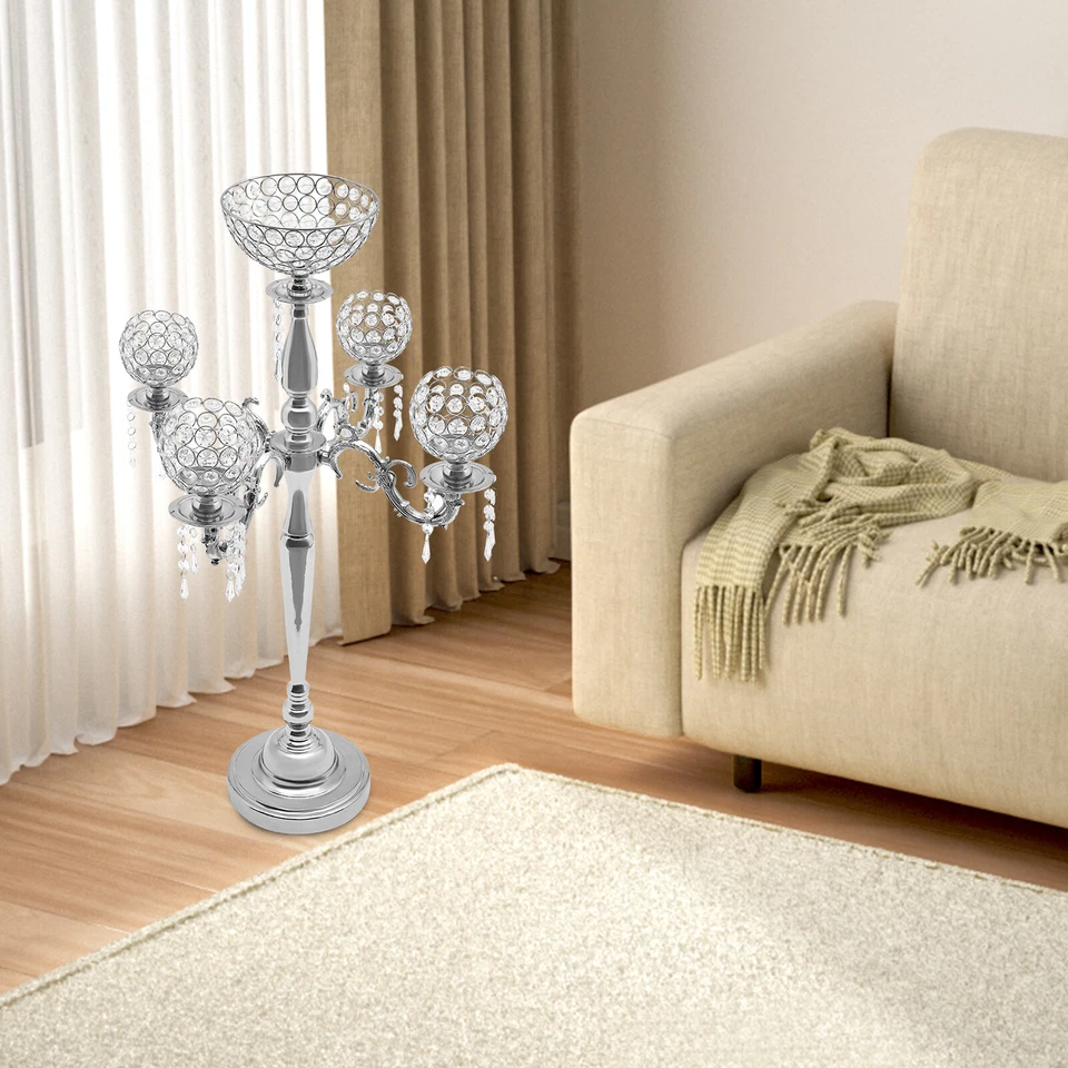 Gold/Silver 5 Arm Candelabras Centerpieces for Table,35 Inches Tall Candle Stand - Image 2 of 4