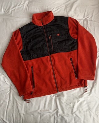 New Balance Jacket Fleece Full Zip Coat Mens L Orange & Black