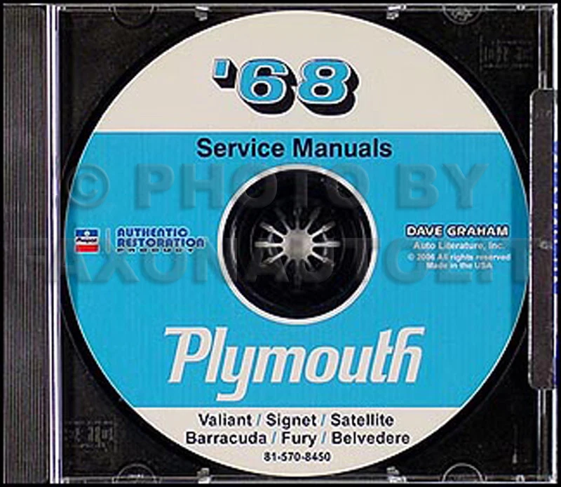 1968 Plymouth CD Atelier Manuel barracuda Fureur Valiant Route Satellite GTX - Photo 1/1