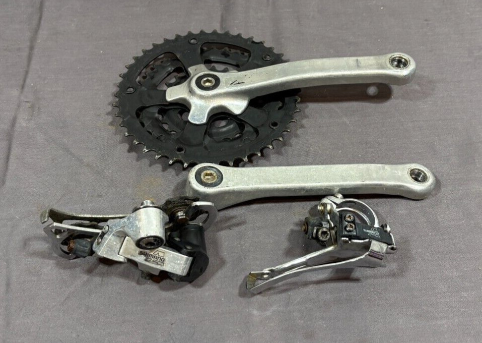 Vintage Shimano Altus 170mm Triple Crankset & Alivio Front/R