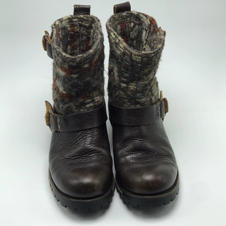 BOTAS DE TORNOZELO FEMININAS WOOLRICH Baltimore Harness couro marrom tamanho eua 7 - Imagem 2 de 4