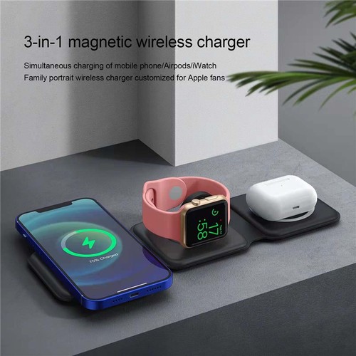3in1 Wireless Charger Foldable Mat Pad For Apple Watch Air Pods iPhone 14 Max - Picture 9 of 18