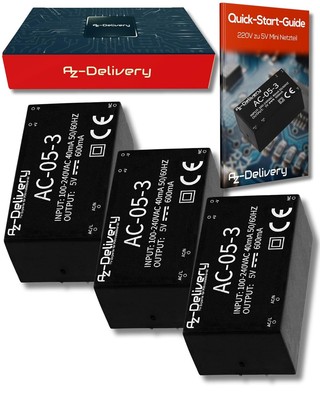 3 x 220V zu 5V Mini-Netzteil kompatibel mit Arduino und Raspberry Pi inklusive