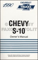 NEU 1990 Chevrolet S10 Pickup Bedienungsanleitung 90 Chevy S-10 Truck
